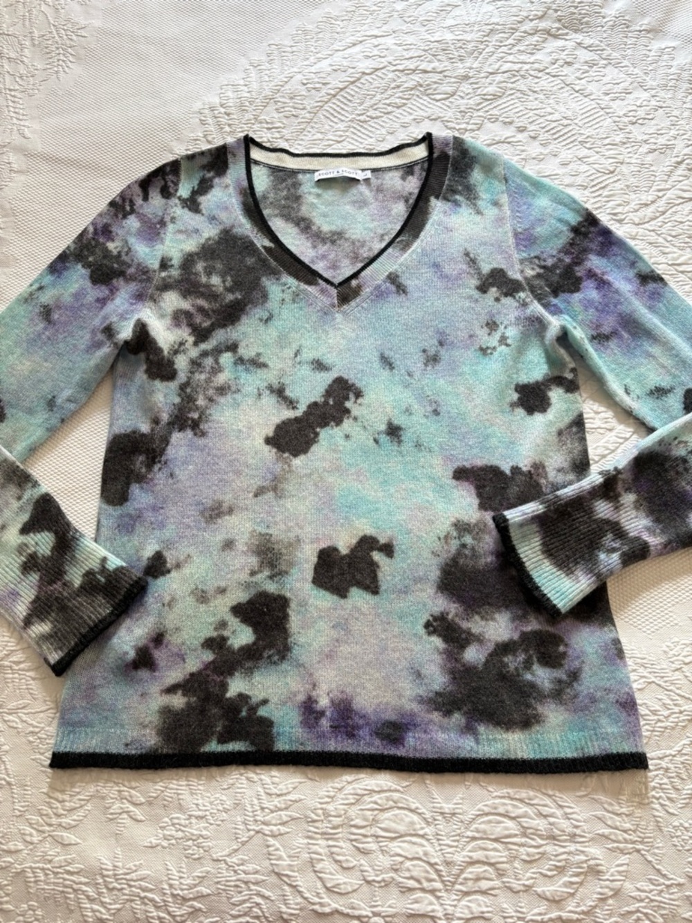Scott & Scott London 100% cashmere sweater tie dye galaxy artsy size L